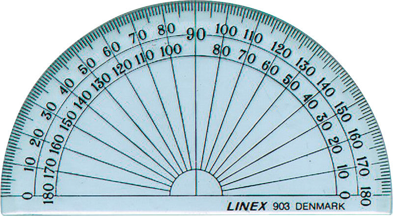 Linex Wandtafel-Winkel 180° – 10 × 10 cm, Kunststoff, Transparent, Skalenfarbe Schwarz, Stärke 1,5 mm