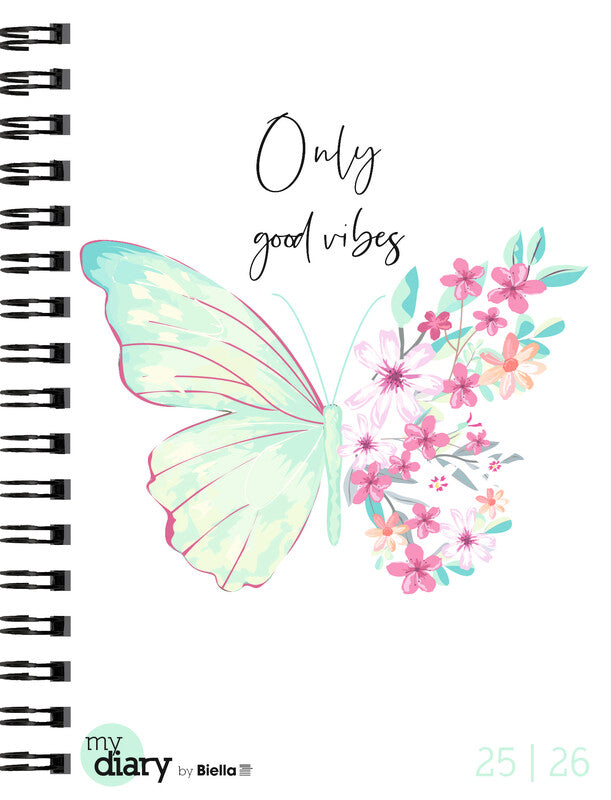 Biella mydiary Schüleragenda – 1 Woche/2 Seiten, Spiralbindung, 12 × 16,5 cm, Aug–Jul, Style, FSC