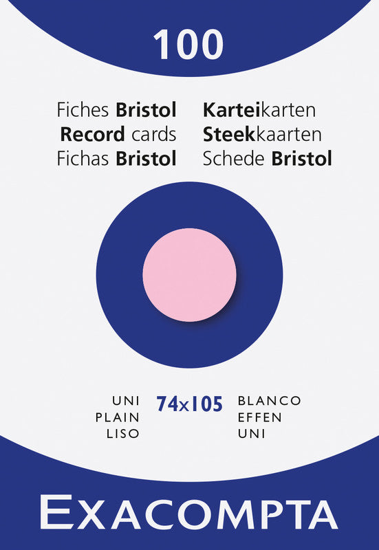 Exacompta Karteikarten A7 Querformat, Blanko, Rosa, 205 g/m², Karteikarton – 100 Stück