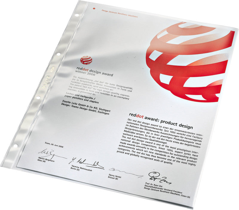Leitz Sichtmappe A4 – transparent, Kunststoff, glänzend, 80 µm, 100er-Pack