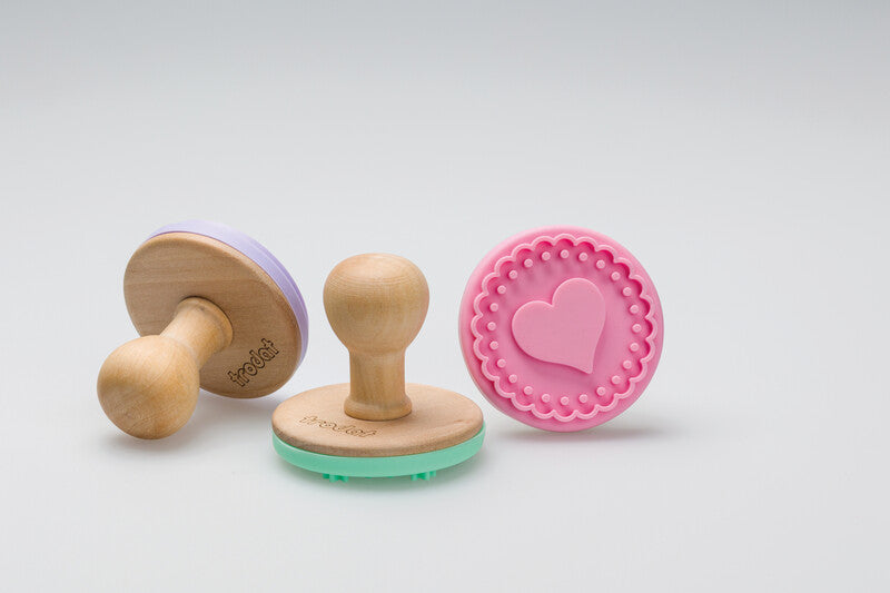 Trodat Keksstempel-Set – Motive: Herz, Schneeflocke, 'Home Made' – Holz/Edelstahl/Silikon – Ø 6 cm – 3-teilig
