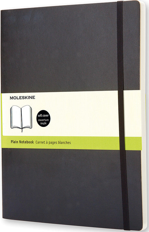 Moleskine Notizbuch, 190 × 250 mm, blanko, Leimbindung, Softcover, 192 Seiten, 70 g/m² – schwarz