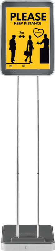 Djois tarifold Sichttafelsystem Bodenständer Infostand Classic – für A4, hellgrau/schwarz, Metall, 500×360×1500 mm