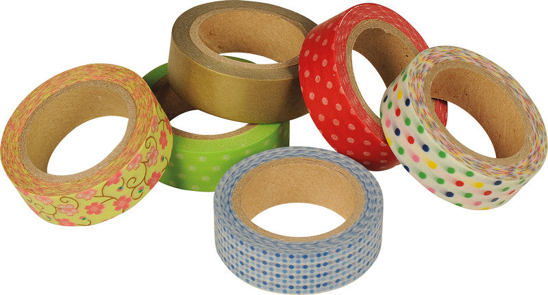 Folia Washi Tape – wiederablösbar, beschriftbar, Papier, 15 mm × 10 m, mehrfarbig