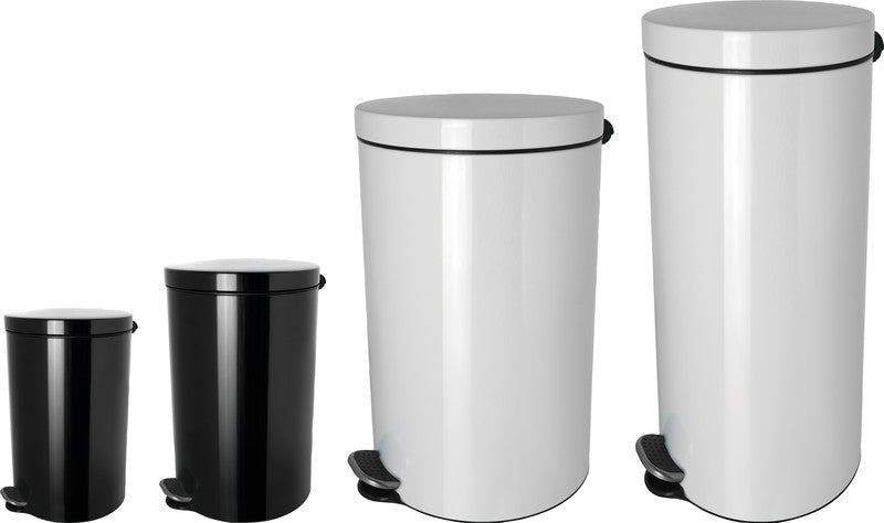 Helit Abfallcontainer – 30 l – mit Deckel – Stahl, schwarz – Ø 300 × H 650 mm – Silberionen-Beschichtung