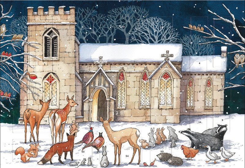 Caltime Adventskalender Klosterkirche, Karton, sortiert, 35 × 24,5 cm – eco:plus, recyclingfähig, abbaubar