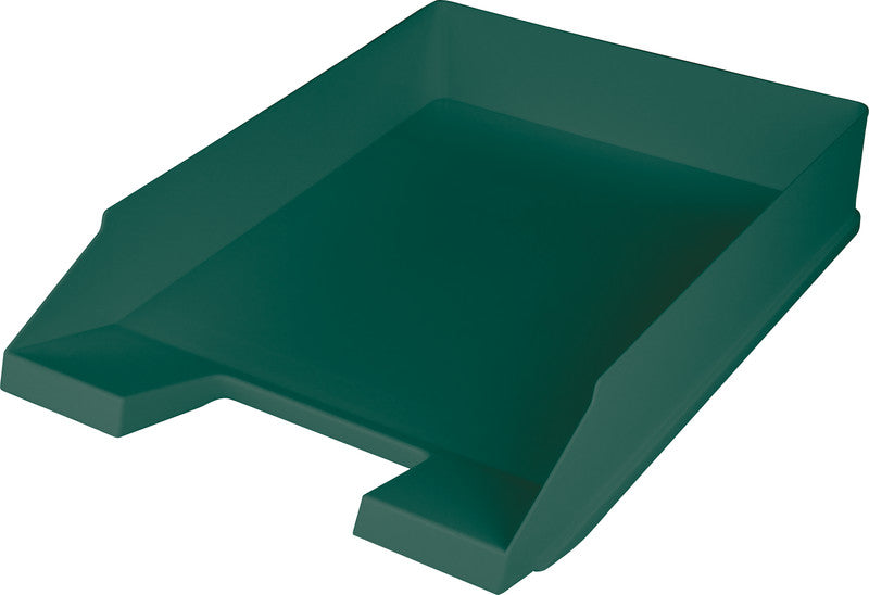 Helit Stapelbarer Briefkorb mit Griffausschnitt, Beschriftungsfeld, matt, grün, B 255 × H 67 × T 345 mm