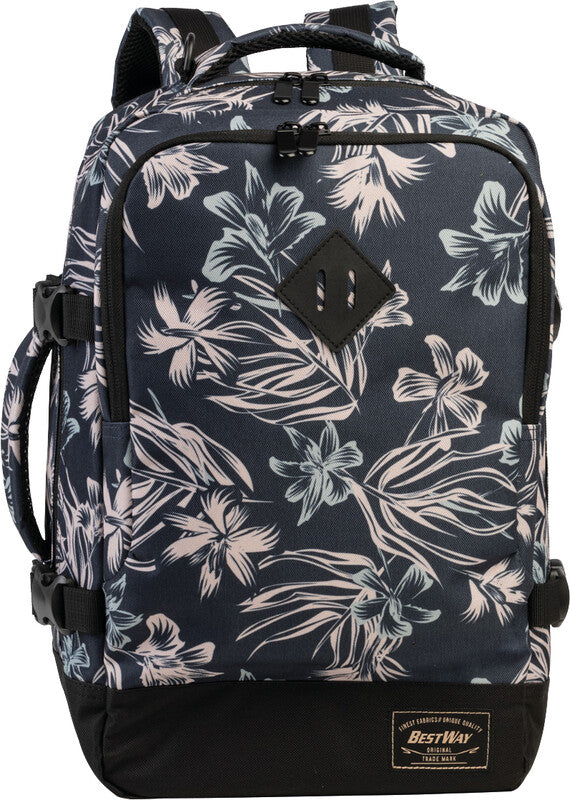 Bestway Cabin Pro Small – Notebook-Rucksack – für 14"-Notebook, 20 l, Kunststoff, Dunkelblau/Natur, Flower