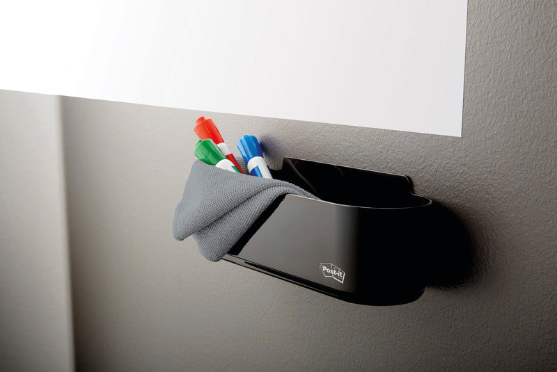 Post-It Starter-Kit – 22 × 7,9 cm, Kunststoff, Schwarz, inkl. 4 Klebestreifen – für Whiteboards