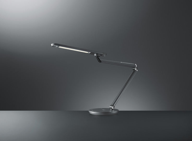 Hansa Tischleuchte LED – Qi & USB, dimmbar – 2’900–6’000 K – 780 lm 12 W – anthrazit Aluminium