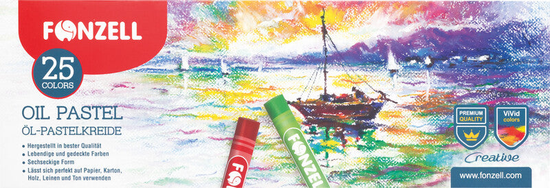 Fonzell Ölpastelle – Set – 25 Farben, für Papier, Karton & Leinwand