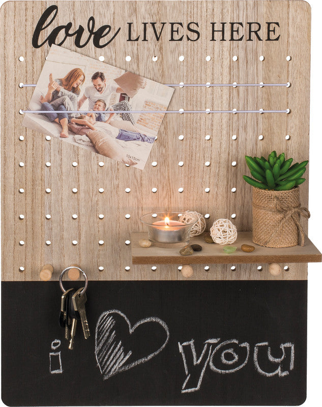 Out oft the blue Out of the Blue Steckbrett love lives here, Holz, mehrfarbig, 36 × 48 cm, 10 mm, mit Aufhänger