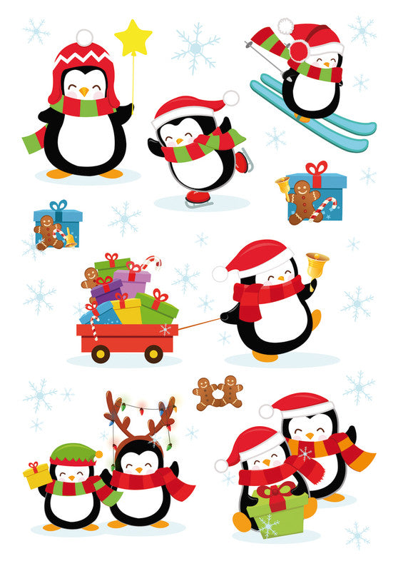 HERMA Schmucketiketten Winter Pinguine – 8 Stück – permanent