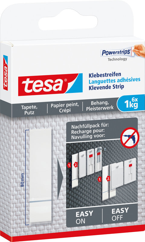 Tesa Powerstrips Montageband, für den Innenbereich, für Wand, weiss, bis 1 kg