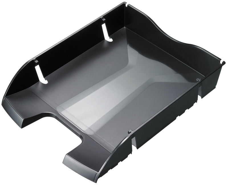 Helit Briefkorb – mit Griffausschnitt, mit Beschriftungsfeld, glänzend, schwarz, B 275 × H 66 × T 355 mm