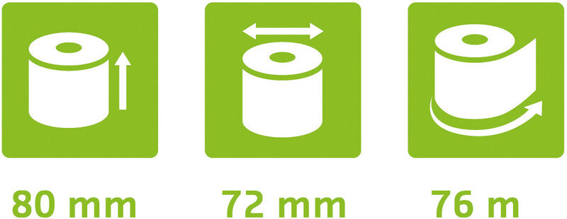 Exacompta Thermorolle 80 mm × 76 m, Ø 72 mm – phenolfrei