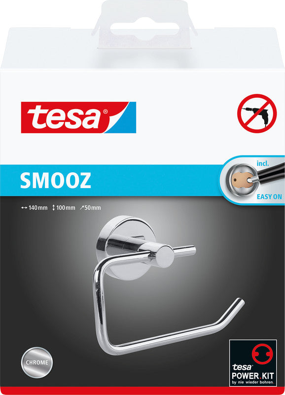 TESA Toilettenpapierhalter Smooz – Kunststoff/glänzend, selbstklebend, 5,0 × 10,0 × 14,0 cm