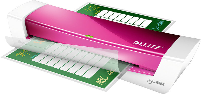 Leitz iLAM Home Office WOW Laminiergerät A4 – 2-Rollen, 80–125 µm, Aufheizzeit 2 Min., 310 mm/min, Pink