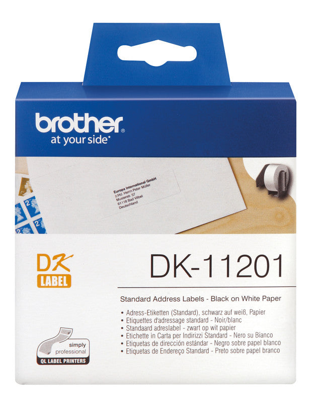 Brother Adressetiketten, 29 mm × 90 mm, weiss, Papier, permanent, 400 Etiketten