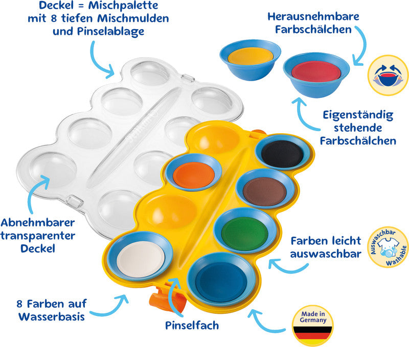 Pelikan mini-friends – Deckfarbkasten – 8 Farben, mit Pinsel