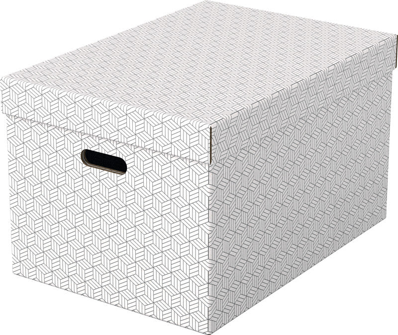 Esselte Archivschachtel A3 – Karton, weiss, mit Griffloch, 355 × 305 × 510 mm, 3er Pack