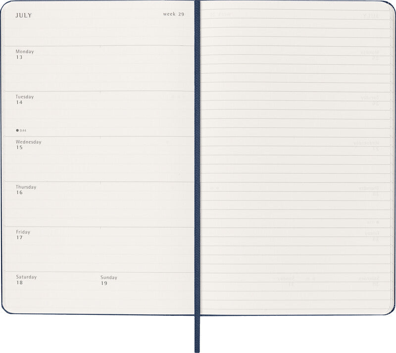 Moleskine Wochenagenda – 1 Woche/1 Seite, gebunden, 13 × 21 cm, 2026, Saphirblau, FSC