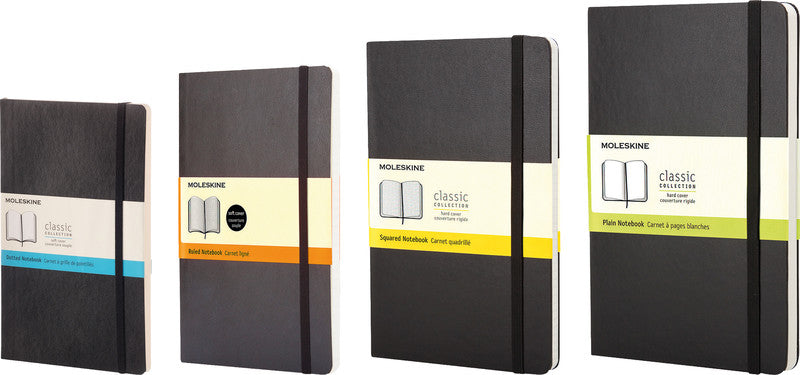 Moleskine Notizbuch, 130 × 210 mm, liniert, Leimbindung, Softcover, 400 Seiten, 70 g/m² – schwarz