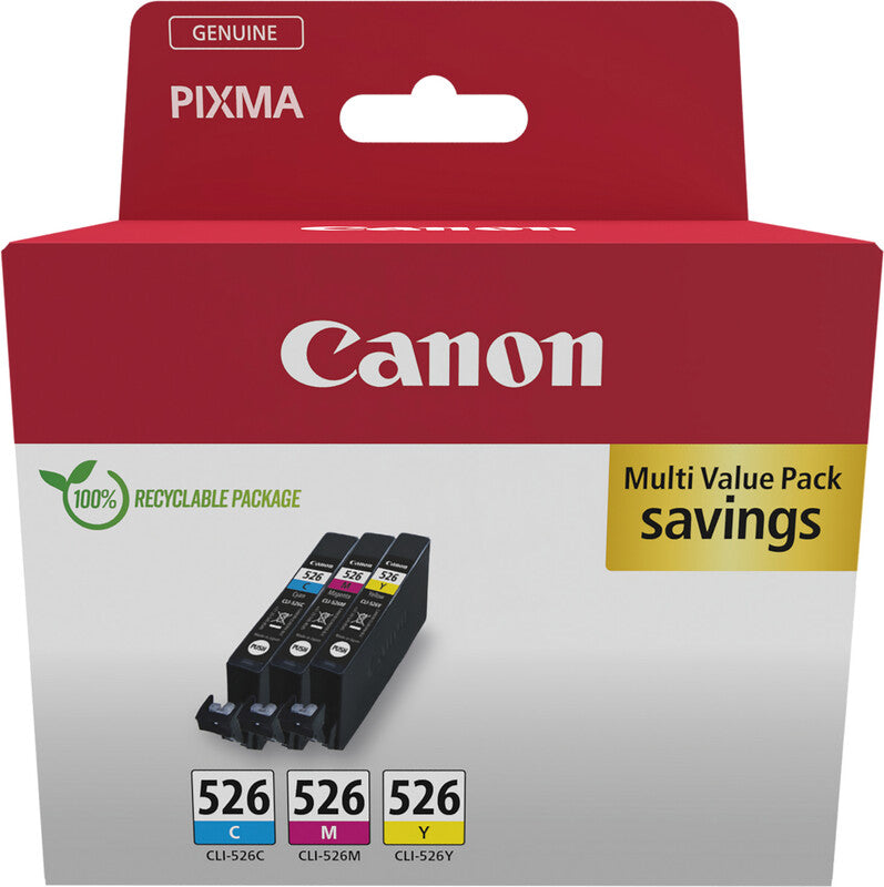 Canon Tintenpatronen-Multipack CLI-526, CMY, 3er-Pack – für CLI-526-Geräte