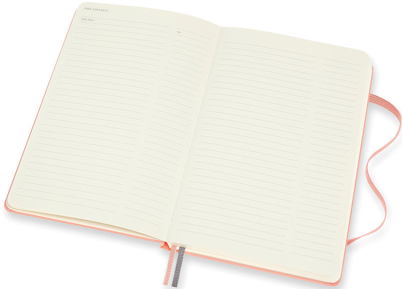 Moleskine Notizbuch, 130 × 210 mm, punktkariert, Leimbindung, Hardcover, 160 Seiten, 120 g/m² – korallenrosa