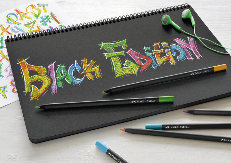 Faber-Castell Buntstifte Black Edition – 12 Farben, im Kartonetui, Ø 3 mm, dreikantig, FSC