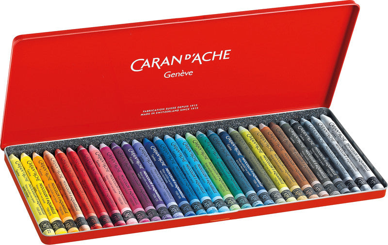 Caran d-Ache Caran d'Ache Neocolor II Aquarellkreiden-Set – 30 Farben, Mine Ø 8,6 mm, Metallschachtel
