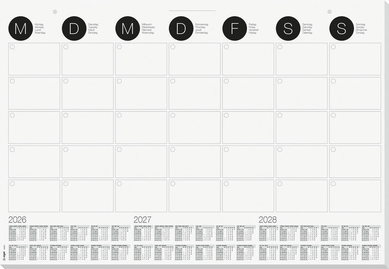 Sigel Kalender-Einlage – 1 Monat/1 Seite, 2-fach (70 mm), 59,5 × 41,0 cm