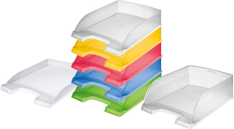 Leitz Stapelbarer Briefkorb mit Griffausschnitt, Beschriftungsfeld, matt, blau, B 255 × H 70 × T 357 mm