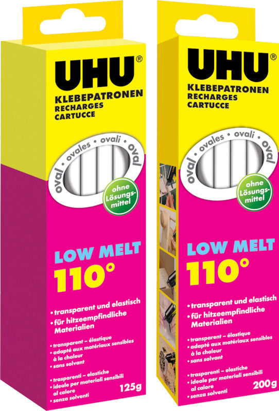 UHU Heissklebepatronen – Patrone, permanent, transparent, geruchsarm, 200 g, für Holz, Metall, Kunststoff u. a.