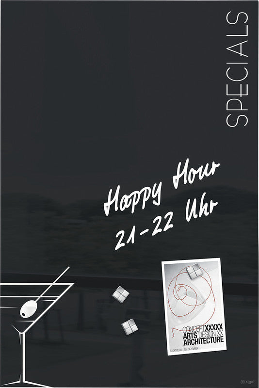 Sigel Whiteboard – 40 × 60 cm, Glas, magnetisch, Wandmontage, inkl. Magnete, Montagesatz