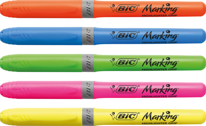BIC Textmarker – 5er Set, Farben sortiert, Keilspitze
