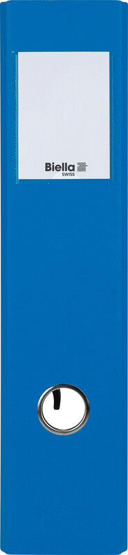 Biella Ordner – A4 hoch – 2-Ring Hebelmechanik, Rücken 70 mm – blau, mit Niederhalter, mit Griffloch, FSC