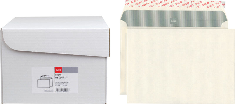 Elco Couvert B5, ohne Fenster, selbstklebend, beige, 120 g/m², mit Innendruck – 500 Stk.