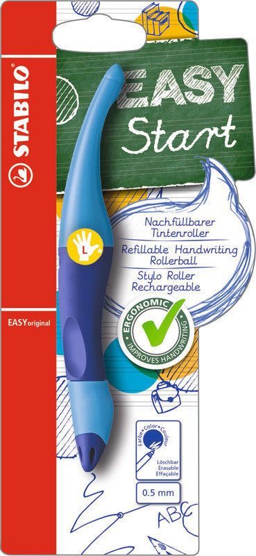 STABILO EASYoriginal Start – Tintenroller mit Kappe, 0,5 mm, Blau, für Linkshänder, 1er Blister