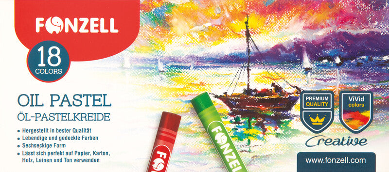 Fonzell Ölpastelle – Set – 18 Farben, für dunkles Papier