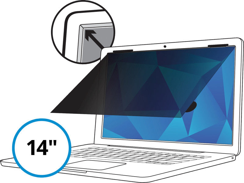 3M Displayschutz für Notebooks bis 14" (16:9, 318×183 mm) – Schwarz
