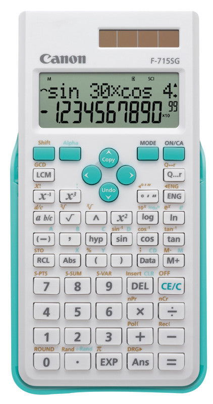 Canon Taschenrechner F-715SG – 12-stellig, LCD, Prozent, Solar + Batterie, blau, 80×165×15 mm
