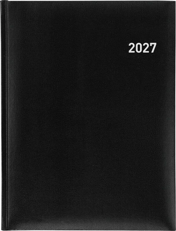 Biella Orario Agenda – 1 Woche/2 Seiten, gebunden, 17,5 × 23,5 cm, 2027, Schwarz, FSC