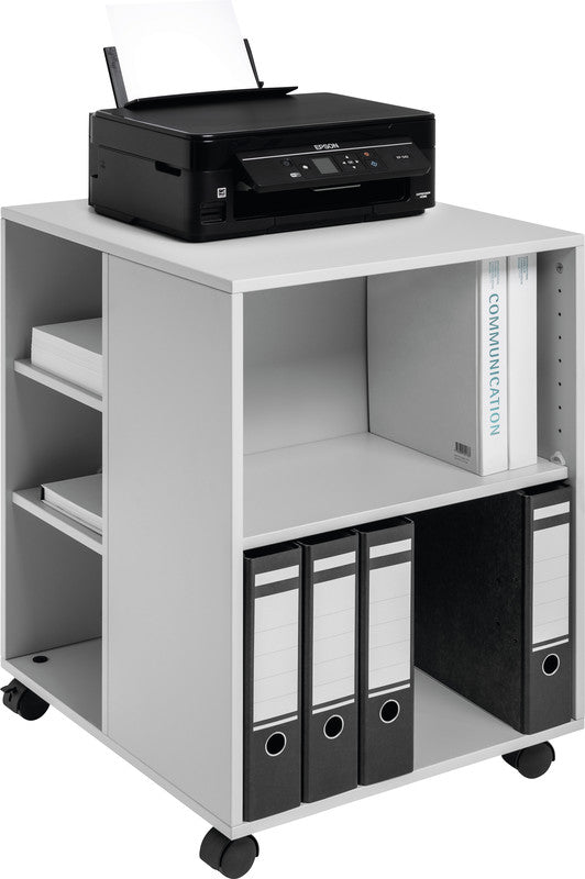 Durable Regal – Spanplatte, Lichtgrau, 52,8 × 74,8 × 59,2 cm, 6 Tablare, 4 Rollen davon 2 feststellbar