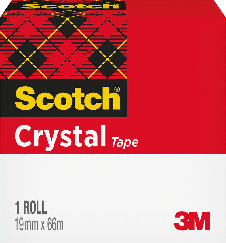 3M Klebeband Crystal – permanent, Kunststoff, 19 mm × 66 m, Kern Ø 75 mm