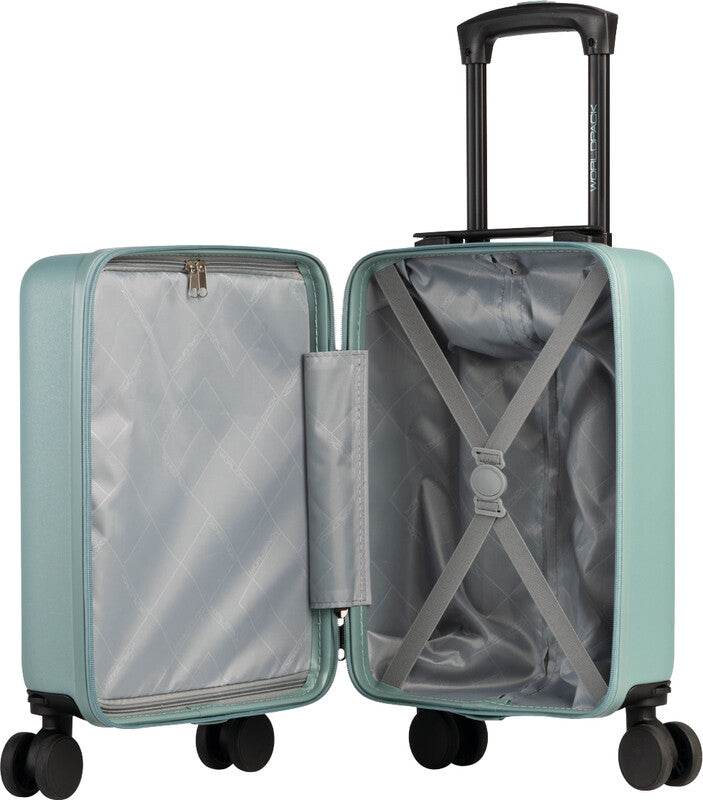 Worldpack Hartschalen-Trolley, 24 l, 4 Doppelrollen, ABS, Graublau, 30 × 40 × 20 cm