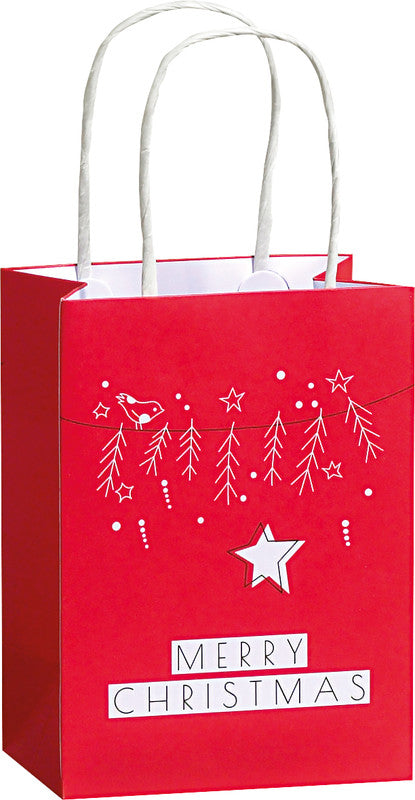 Zoewie Tragetasche – Scandinavian Winter (Rot-Weiss), Weihnachten – Kraftpapier 180 g/m2 – 110 × 150 × 70 mm
