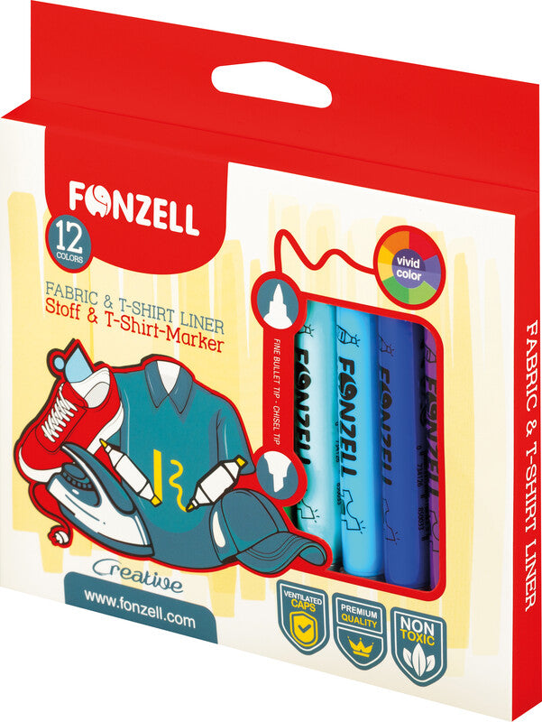 Fonzell Textilmarker für Permanentmarker – sortiert, 12er Pack