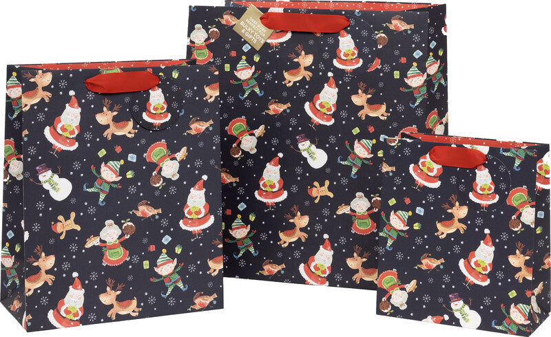 Glick Tragetasche – Santa's Workshop – mit Ripsband, Papier – 350 × 380 × 260 mm – mehrfarbig