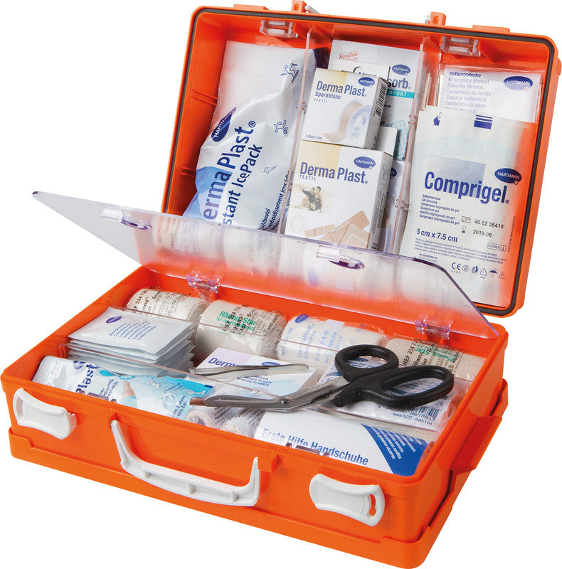 Hartmann Vario Notfallkoffer 2 – für Küche/Gastro – gefüllt – orange, Kunststoff – 340 × 240 × 120 mm